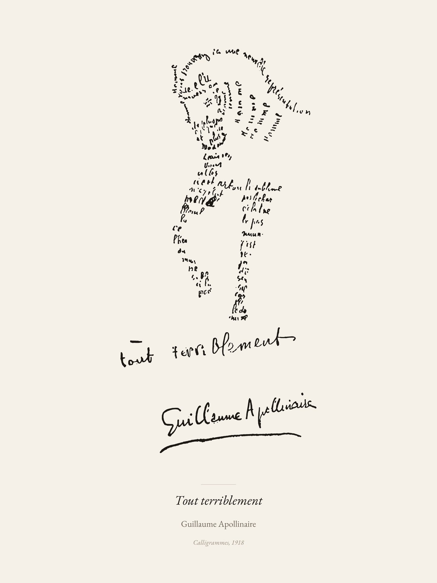 Tout terriblement, Guillaume Apollinaire | Affiche Poétique Premium | Heure d'Été Studio