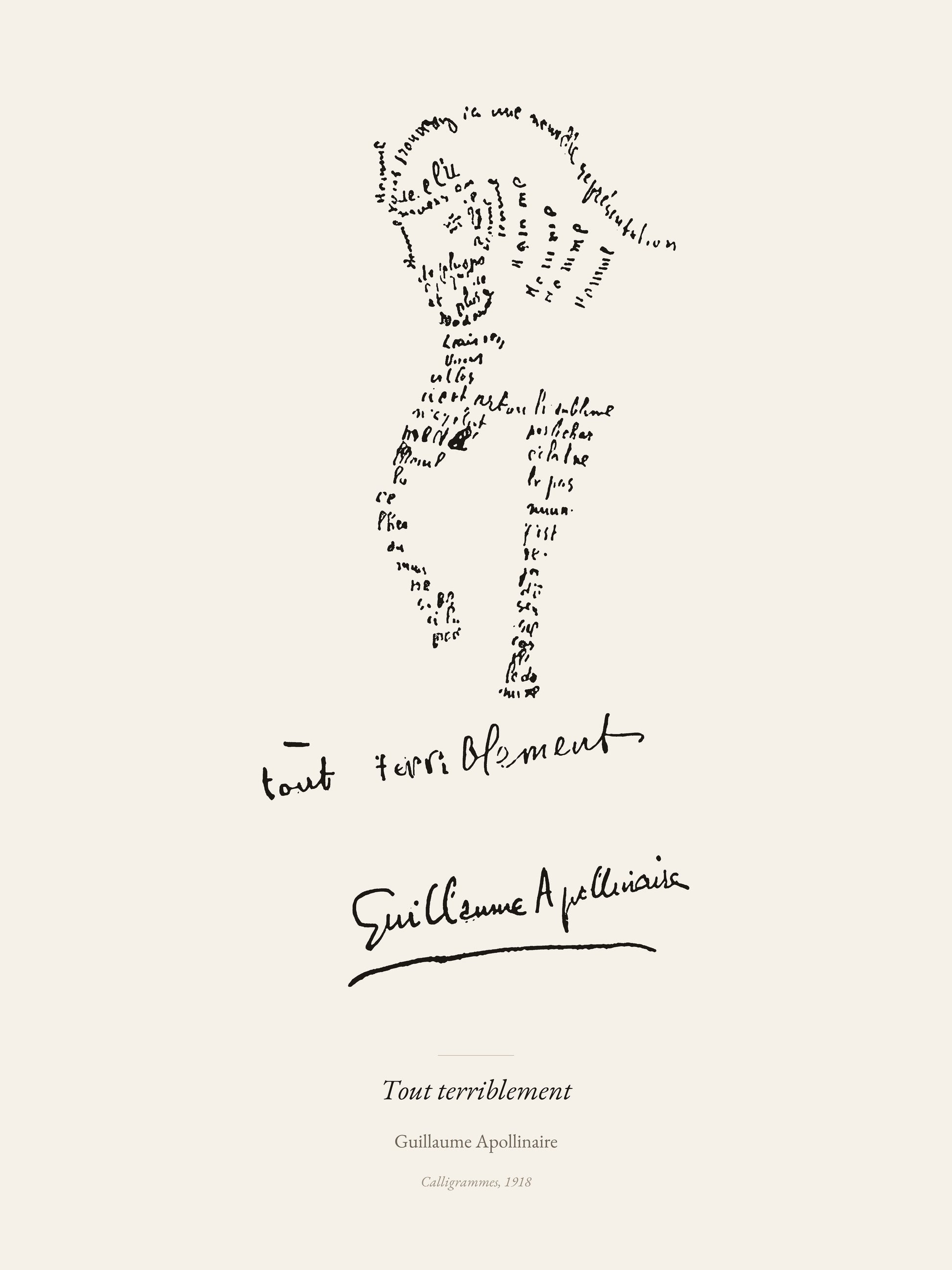 Tout terriblement, Guillaume Apollinaire | Affiche Poétique Premium | Heure d'Été Studio