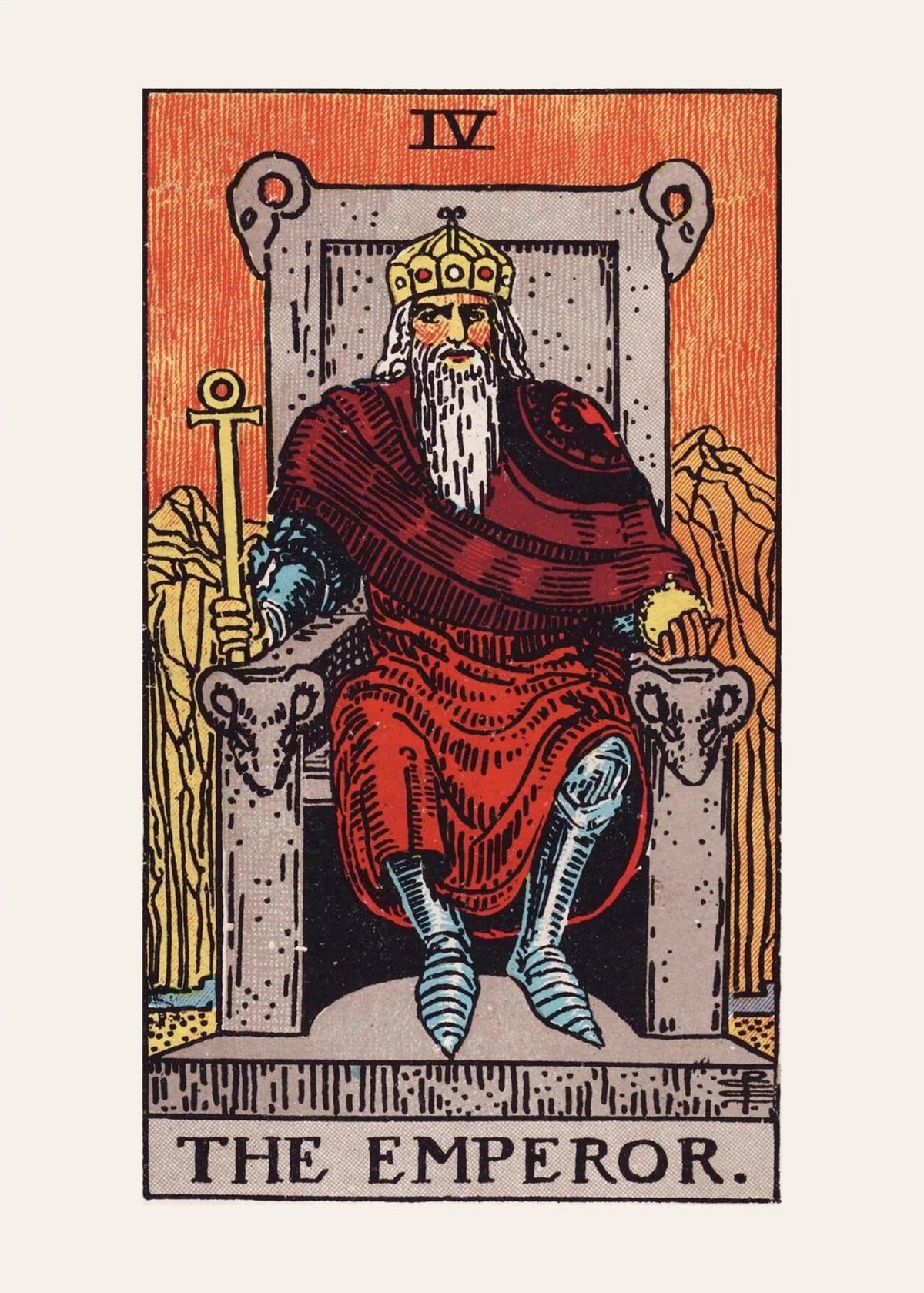 Arcanum IV - The Emperor - Rider-Waite-Smith Tarot Poster, the print alone, thick matte eco-friendly paper