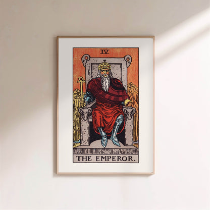 Arcanum IV - The Emperor - Rider-Waite-Smith Tarot Poster, framed poster on a light wall