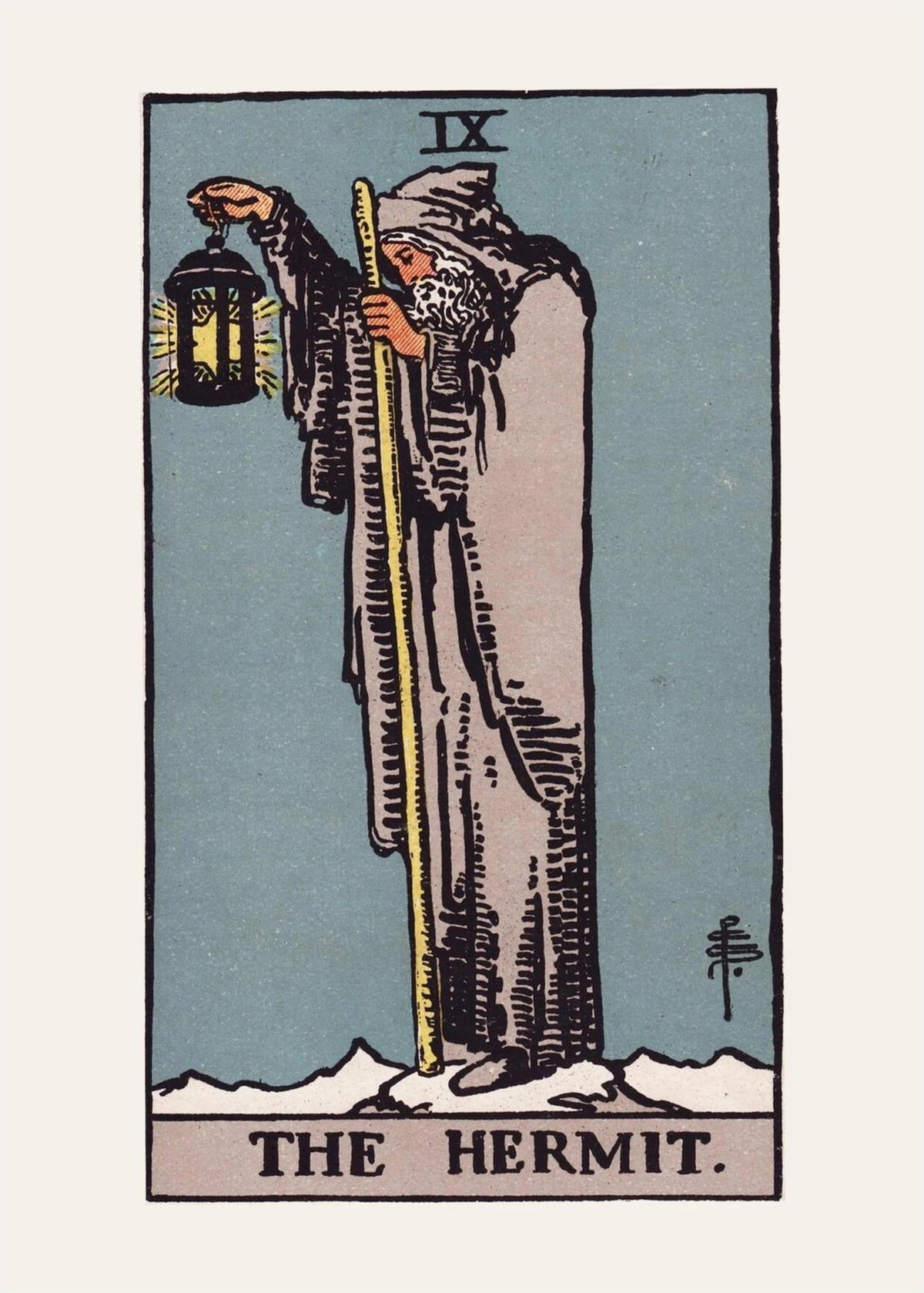 L'Hermite - Arcane IX du Tarot Rider-Waite, l'affiche seule, papier épais mat éco-responsable