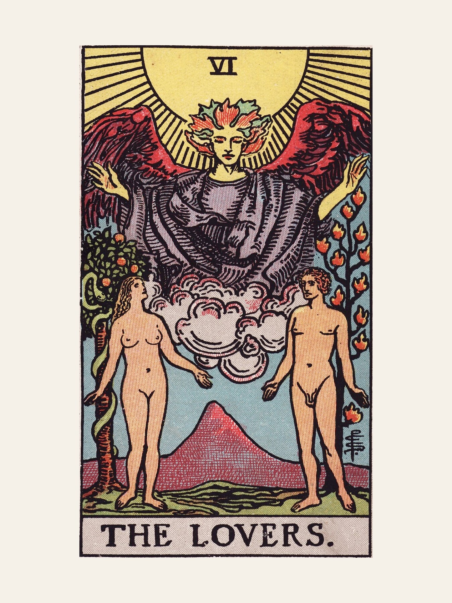 Arcane VI - Les Amoureux (The Lovers) - Affiche Tarot Rider-Waite-Smith