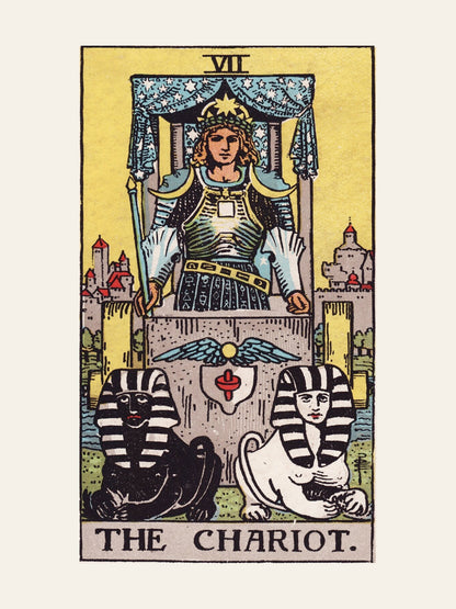 Arcane VII - Le Chariot (The Chariot) - Affiche Tarot Rider-Waite-Smith