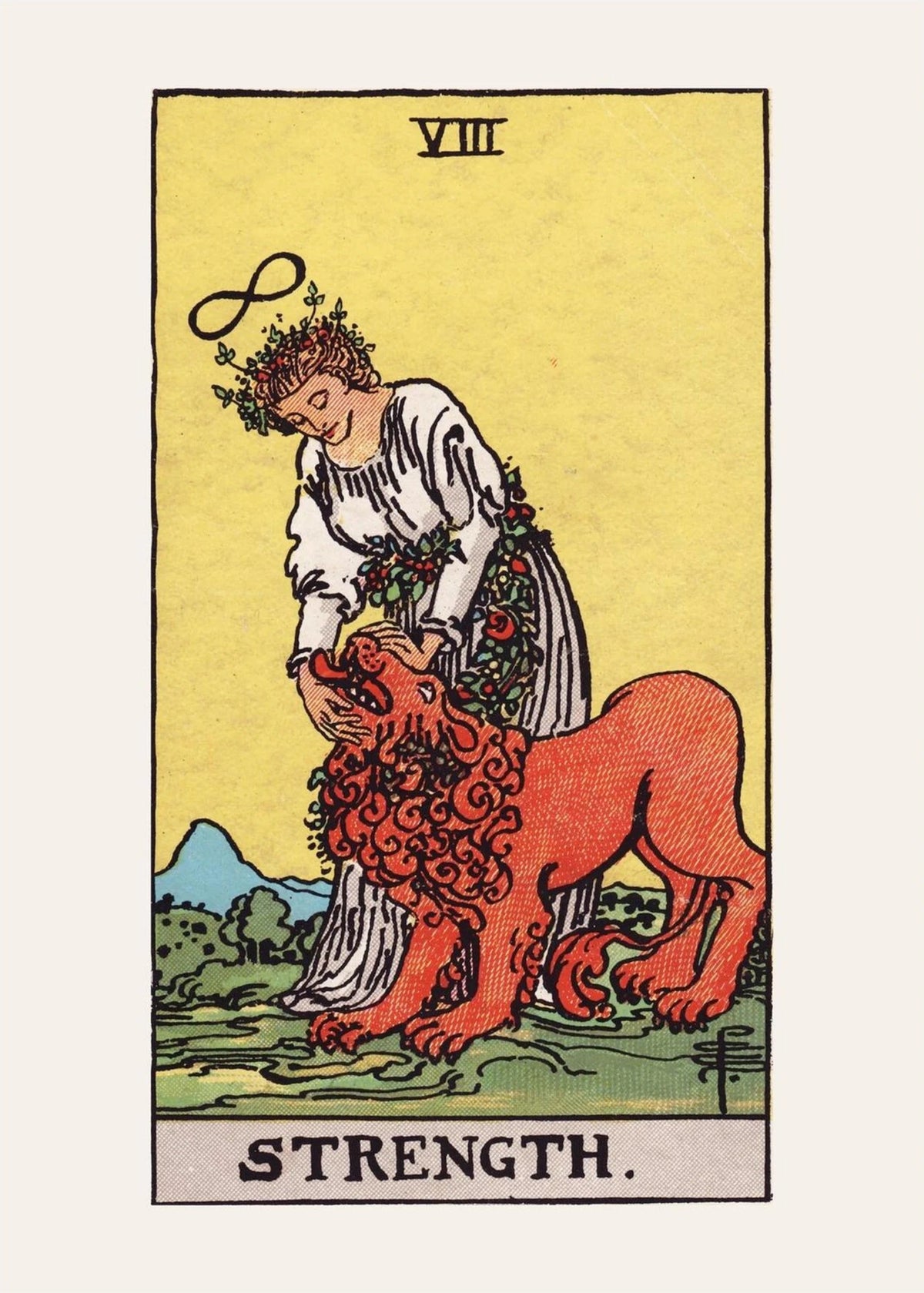 La Force - Arcane VIII du Tarot Rider-Waite, l'affiche seule, papier épais mat éco-responsable