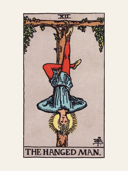 Arcane XII - Le Pendu (The Hanged Man) - Affiche Tarot Rider-Waite-Smith