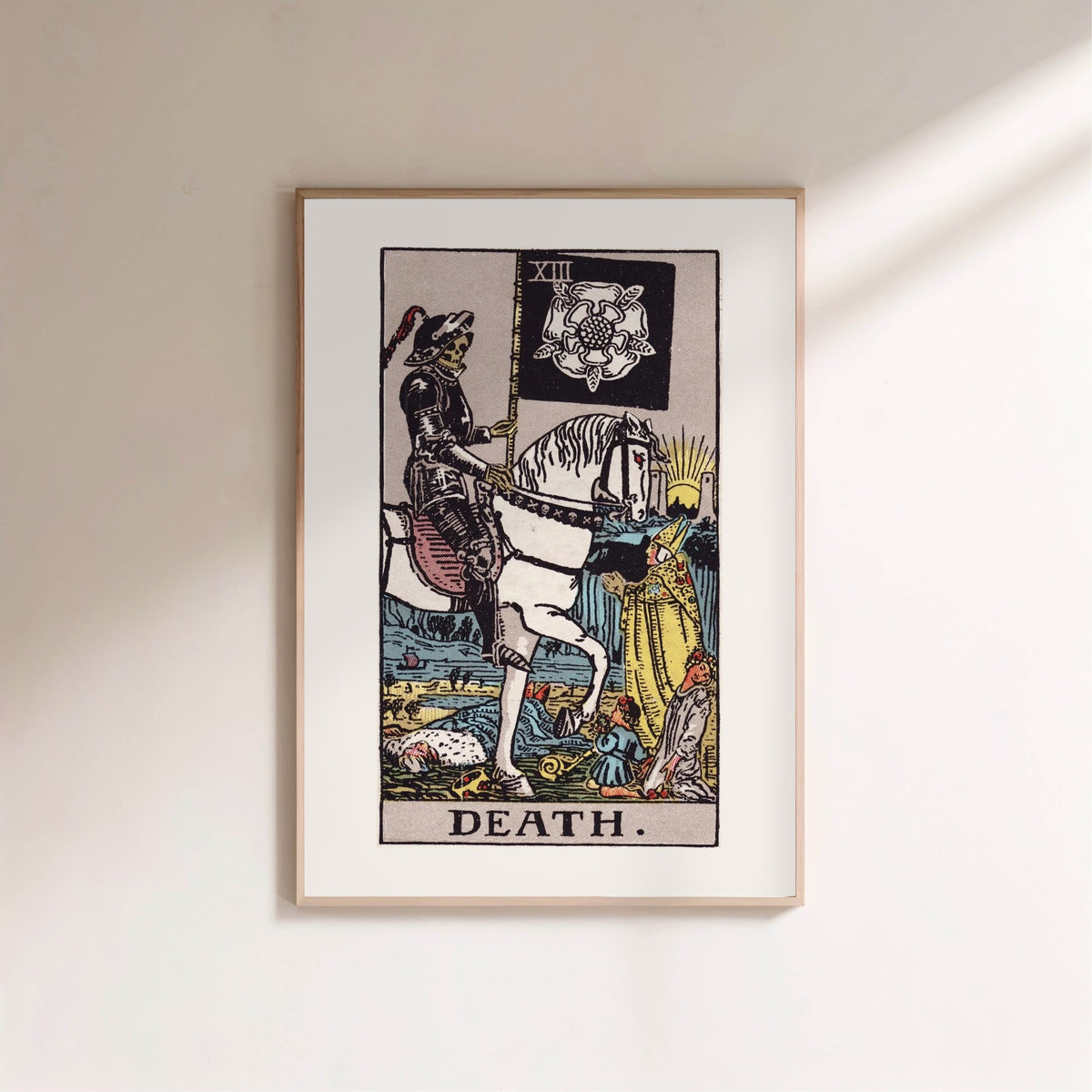 Arcane XIII - Death - Rider-Waite-Smith Tarot Poster, framed poster on a light wall