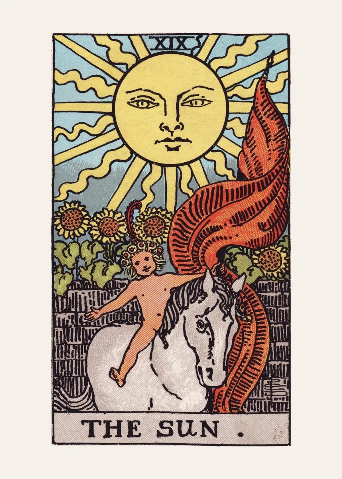 Arcanum XIX - The Sun - Rider-Waite-Smith Tarot Poster, the print alone, thick matte eco-friendly paper