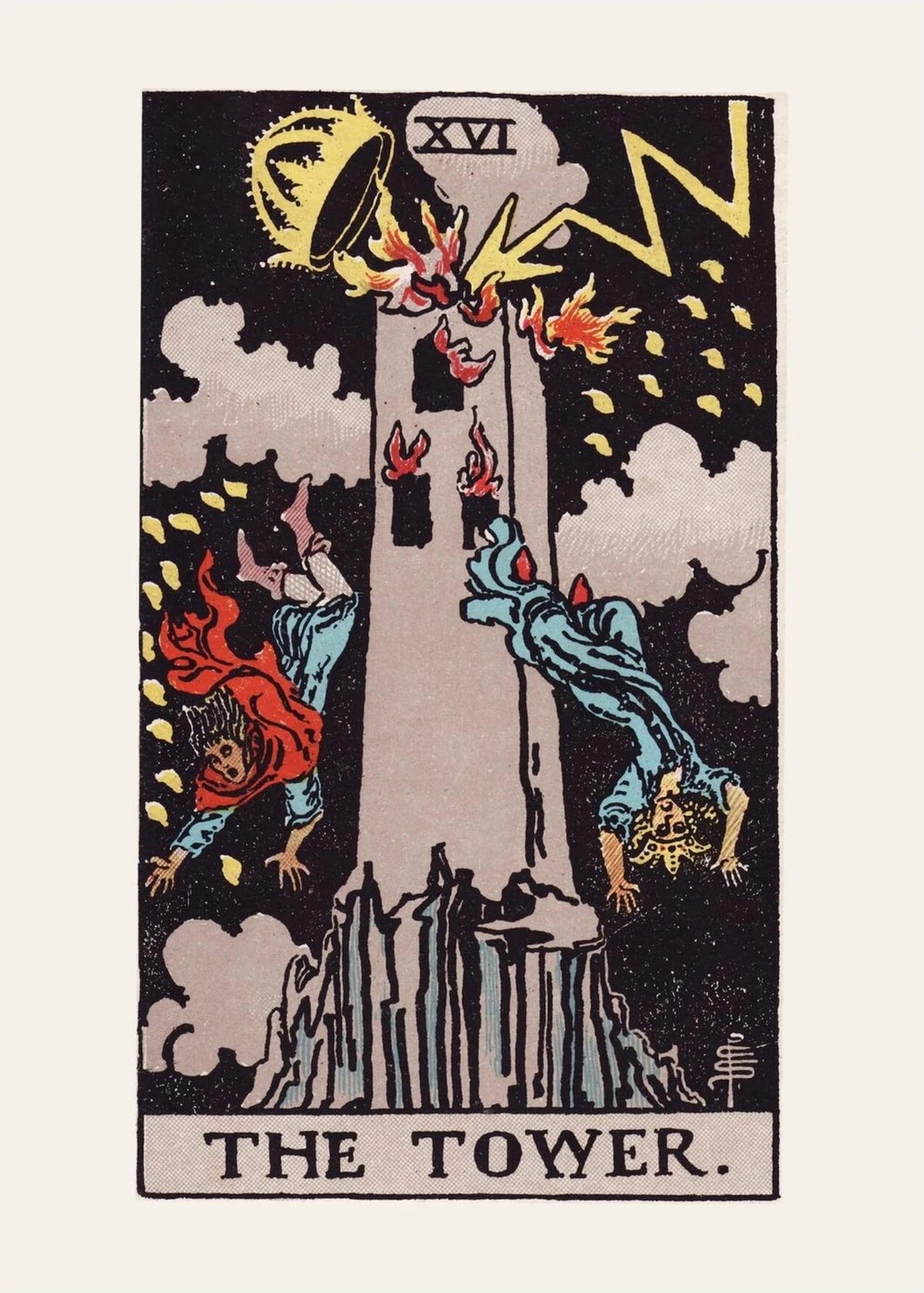 Arcanum XVI - The Tower - Rider-Waite-Smith Tarot Poster, the print alone, thick matte eco-friendly paper