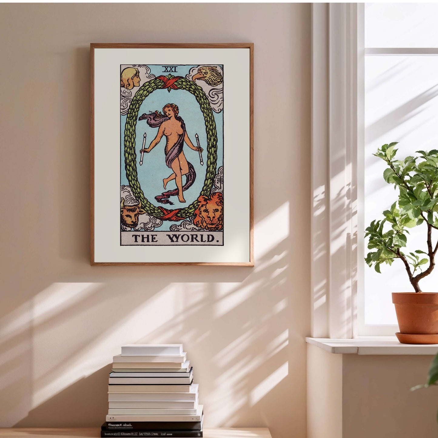 Arcane XXI - Le Monde (The World) - Affiche Tarot Rider-Waite-Smith en situation