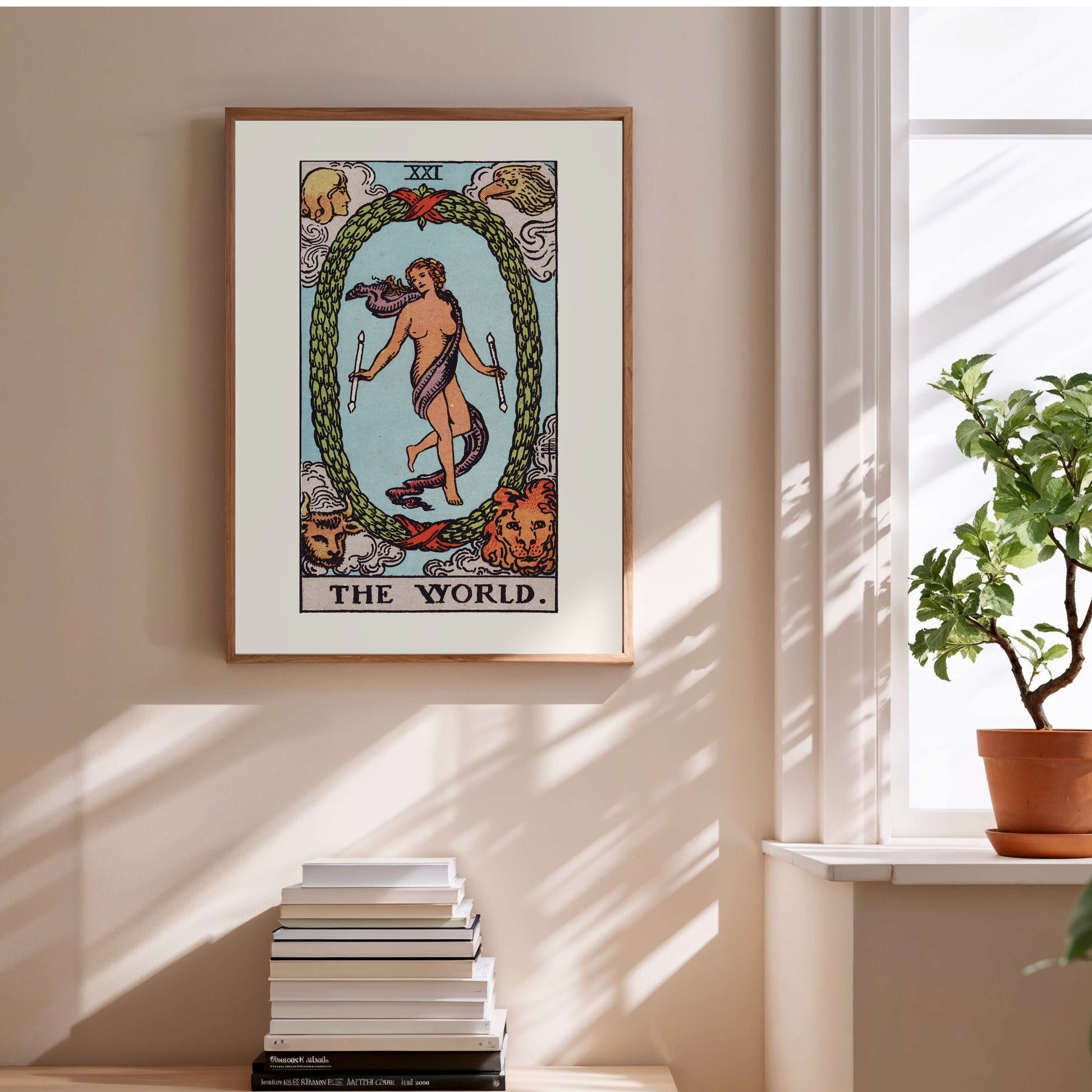 Arcane XXI - Le Monde (The World) - Affiche Tarot Rider-Waite-Smith en situation