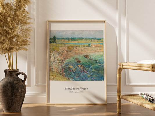 Bailey's Beach, Newport, Childe Hassam | Affiche Art Premium, affiche encadrée dans un intérieur élégant, cadre bois clair