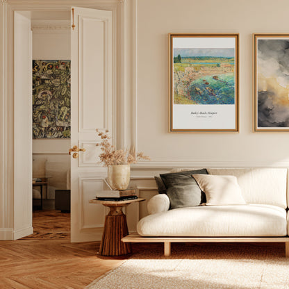 Bailey's Beach, Newport, Childe Hassam, affiche encadrée dans un salon haussmannien