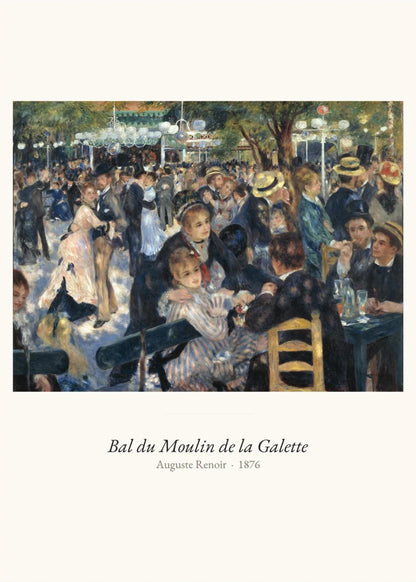 Bal du Moulin de la Galette, Renoir, l'affiche seule, papier épais mat éco-responsable