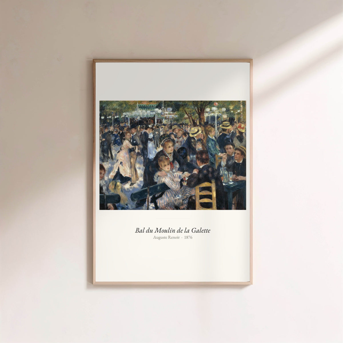 Bal du Moulin de la Galette, Renoir, affiche encadrée sur un mur clair