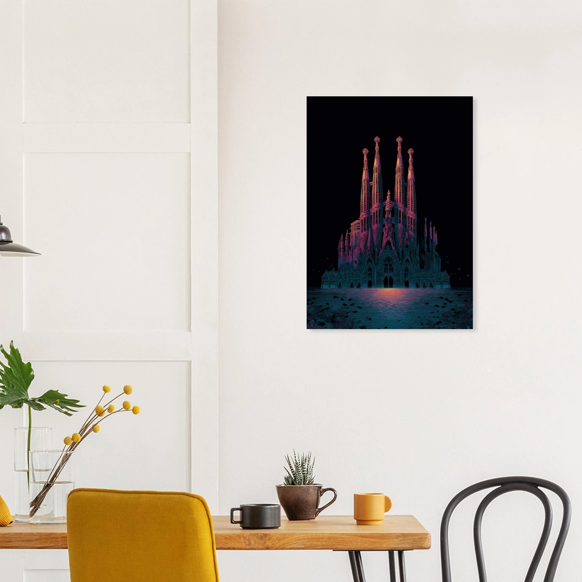 Poster décoratif de la Sagrada Familia sous les eaux. 