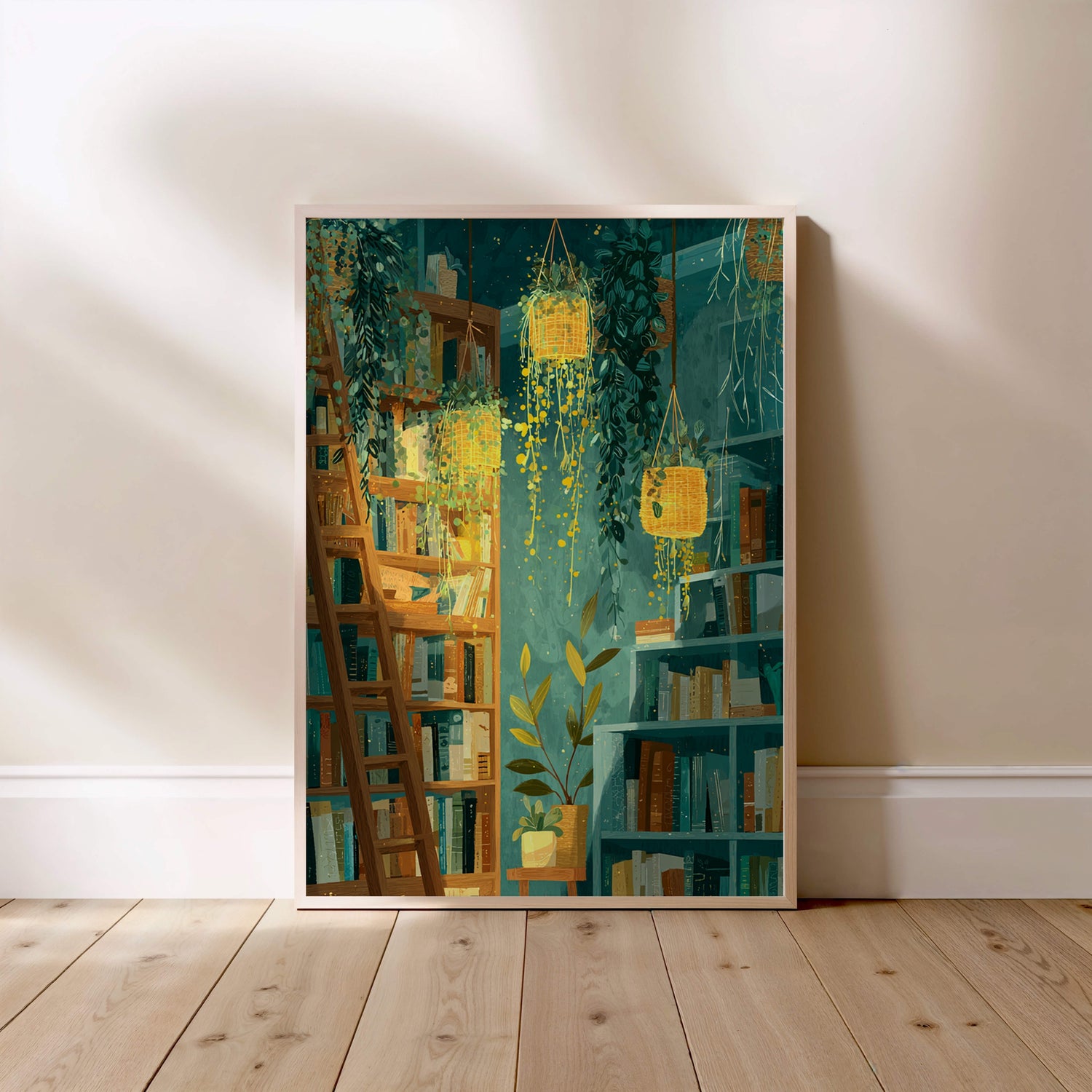 Décoration végétale, La bibliothèque, affiche encadrée