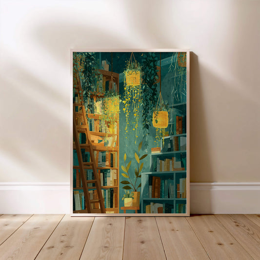 Décoration végétale, La bibliothèque, affiche encadrée