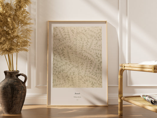 Branch, William Morris | Affiche Décorative Premium, affiche encadrée dans un intérieur élégant, cadre bois clair