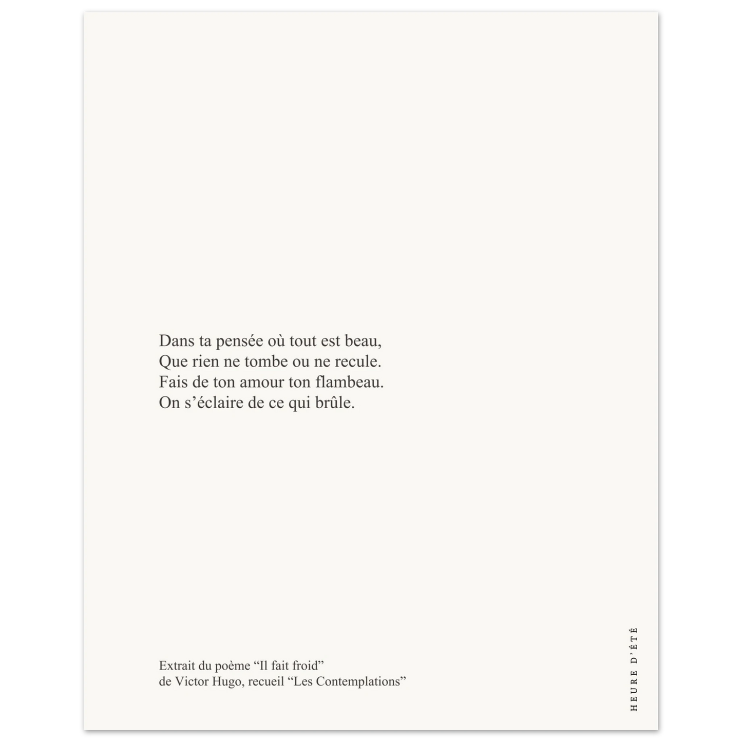 "Il fait froid" - Victor Hugo - Heure d'été 