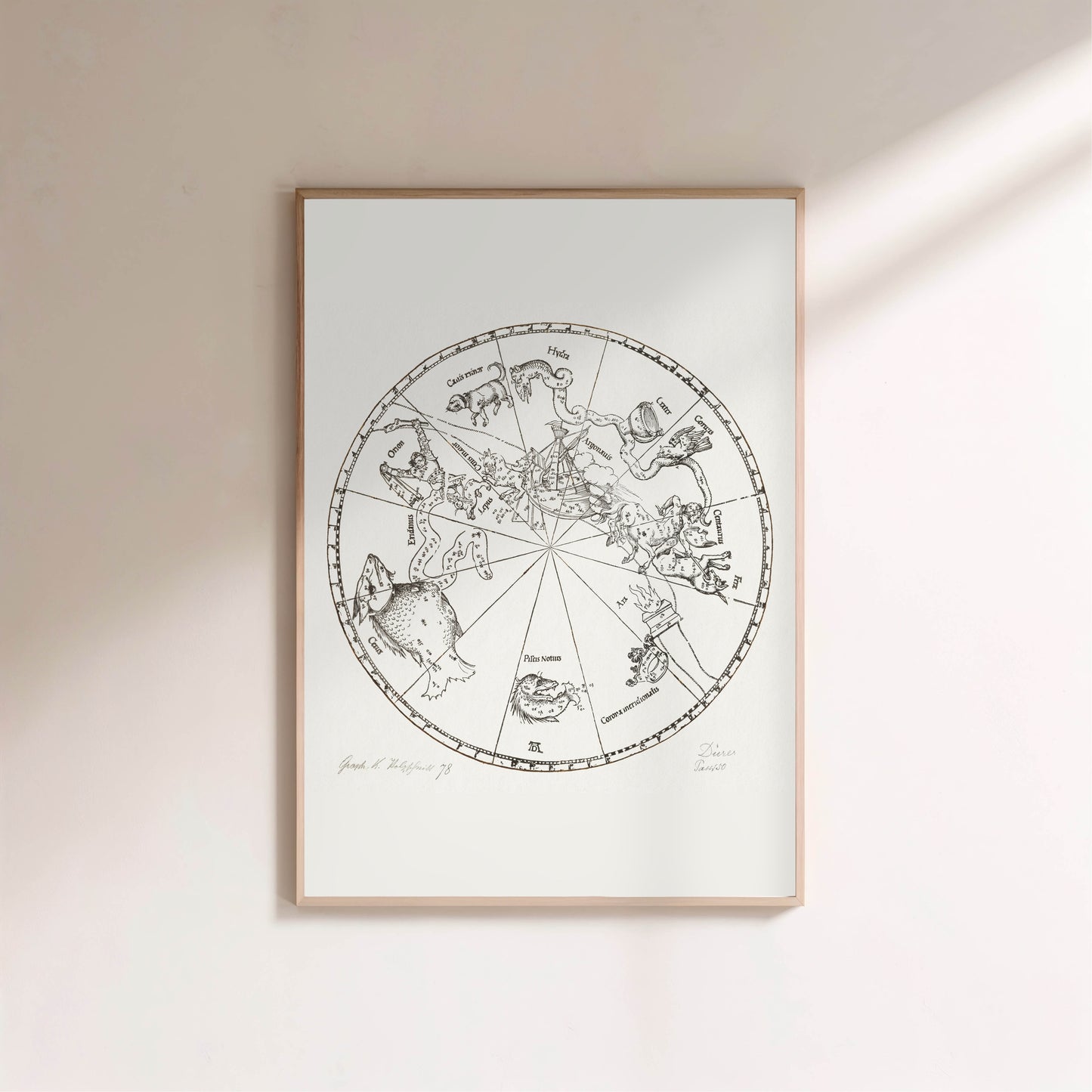 Carte du Ciel - Albrecht Dürer - Affiche Astronomie Vintage en situation