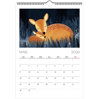 Calendrier pour enfants - Les animaux endormis - Heure d'été 