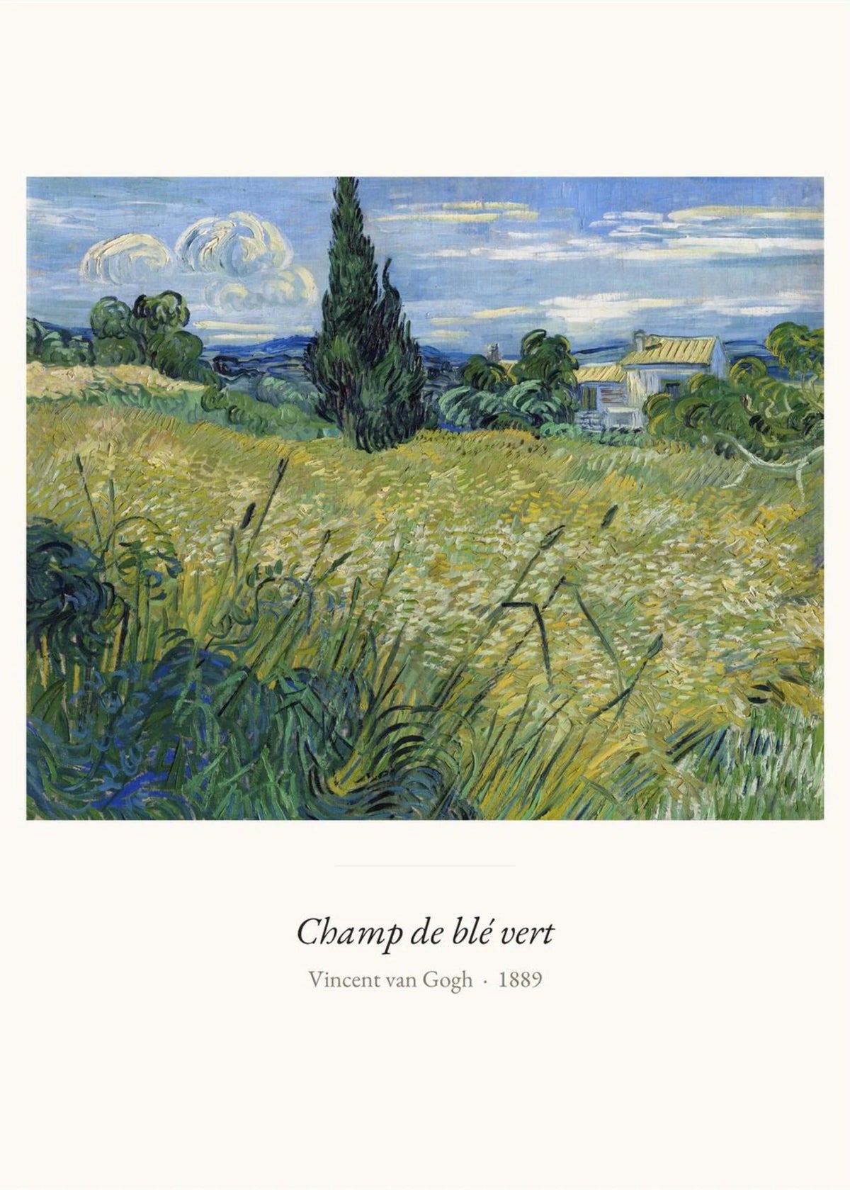 Champ de blé vert, Vincent van Gogh, l'affiche seule, papier épais mat éco-responsable