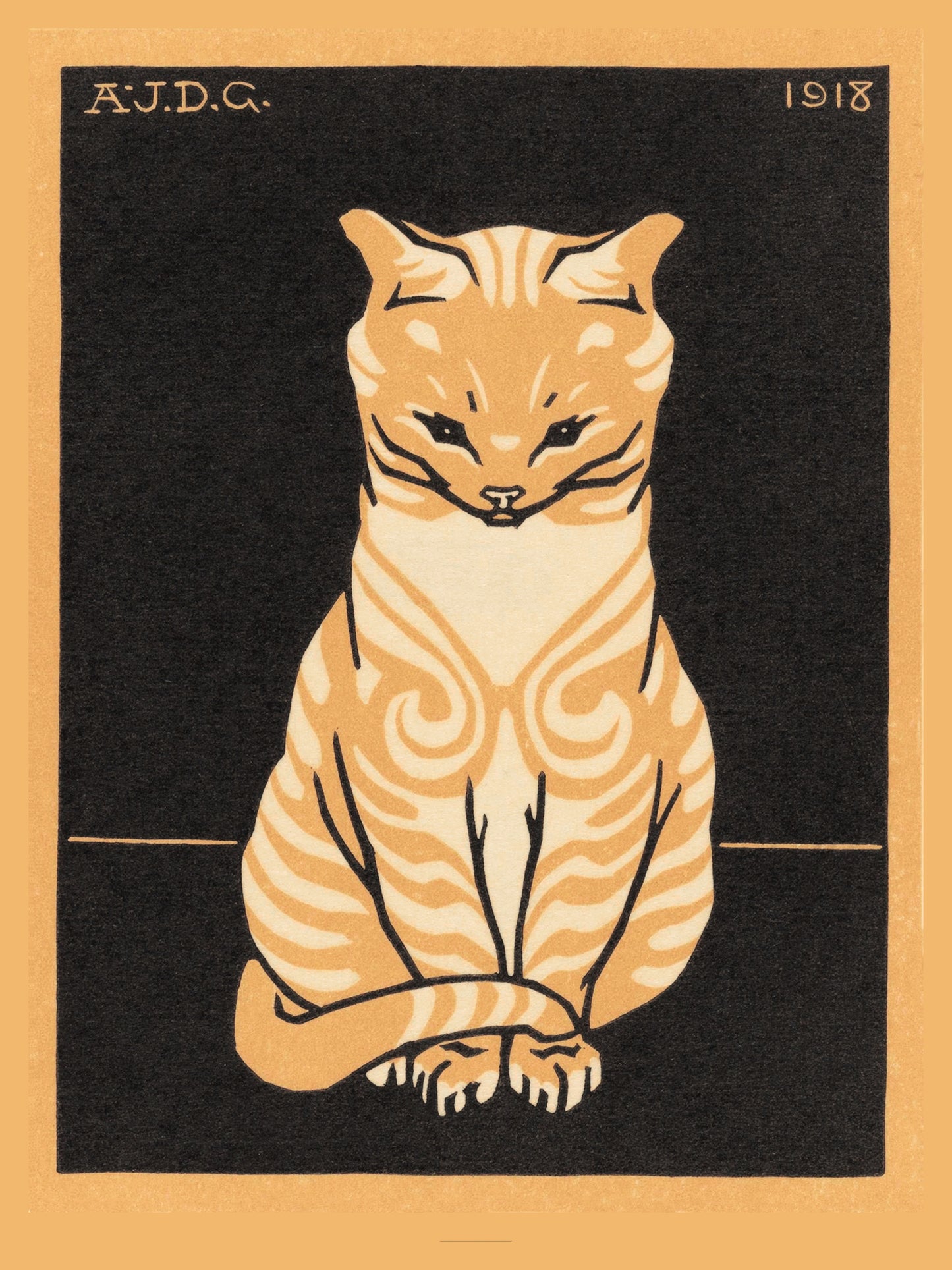 Chat Assis - Julie de Graag - Affiche Art Animalier