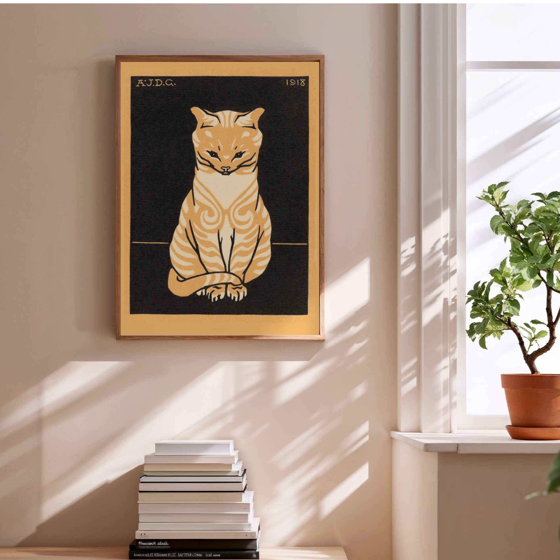 Chat Assis - Julie de Graag - Affiche Art Animalier en situation