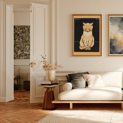 Chat Assis - Julie de Graag - Affiche Art Animalier en situation