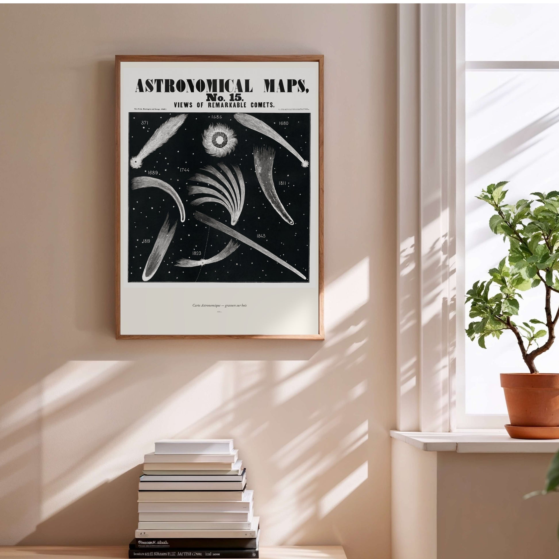 Cometes - Gravure Astronomique XIXe - Affiche Sciences Vintage en situation