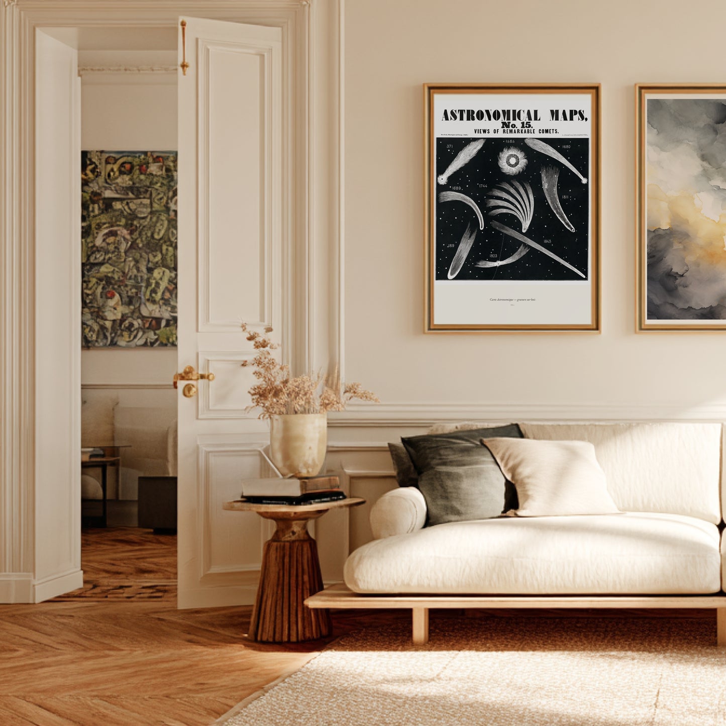 Cometes - Gravure Astronomique XIXe - Affiche Sciences Vintage en situation
