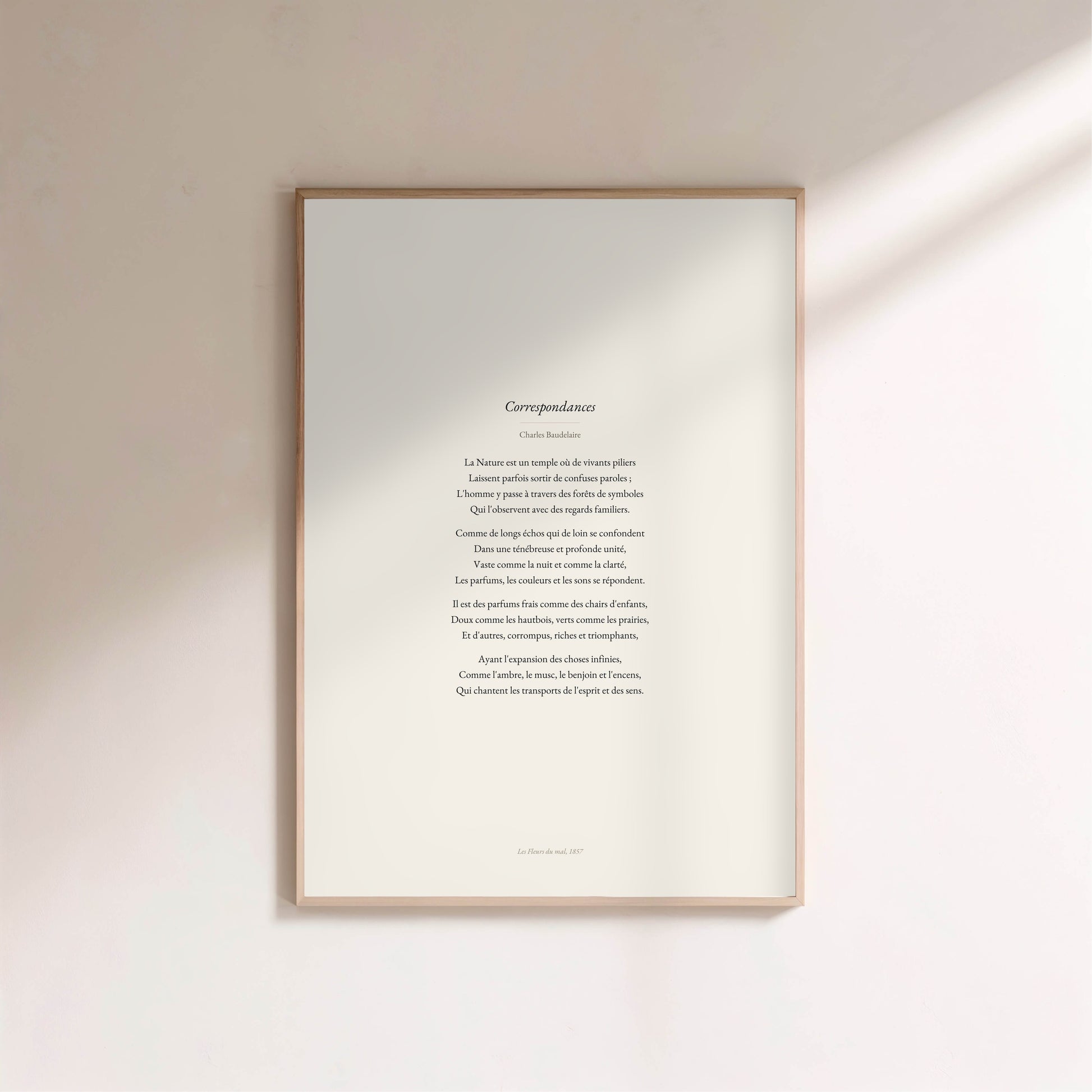 Correspondances, Charles Baudelaire | Affiche Poétique Premium en situation