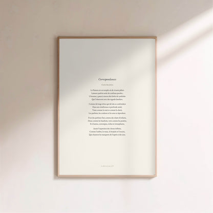 Correspondances, Charles Baudelaire | Affiche Poétique Premium en situation