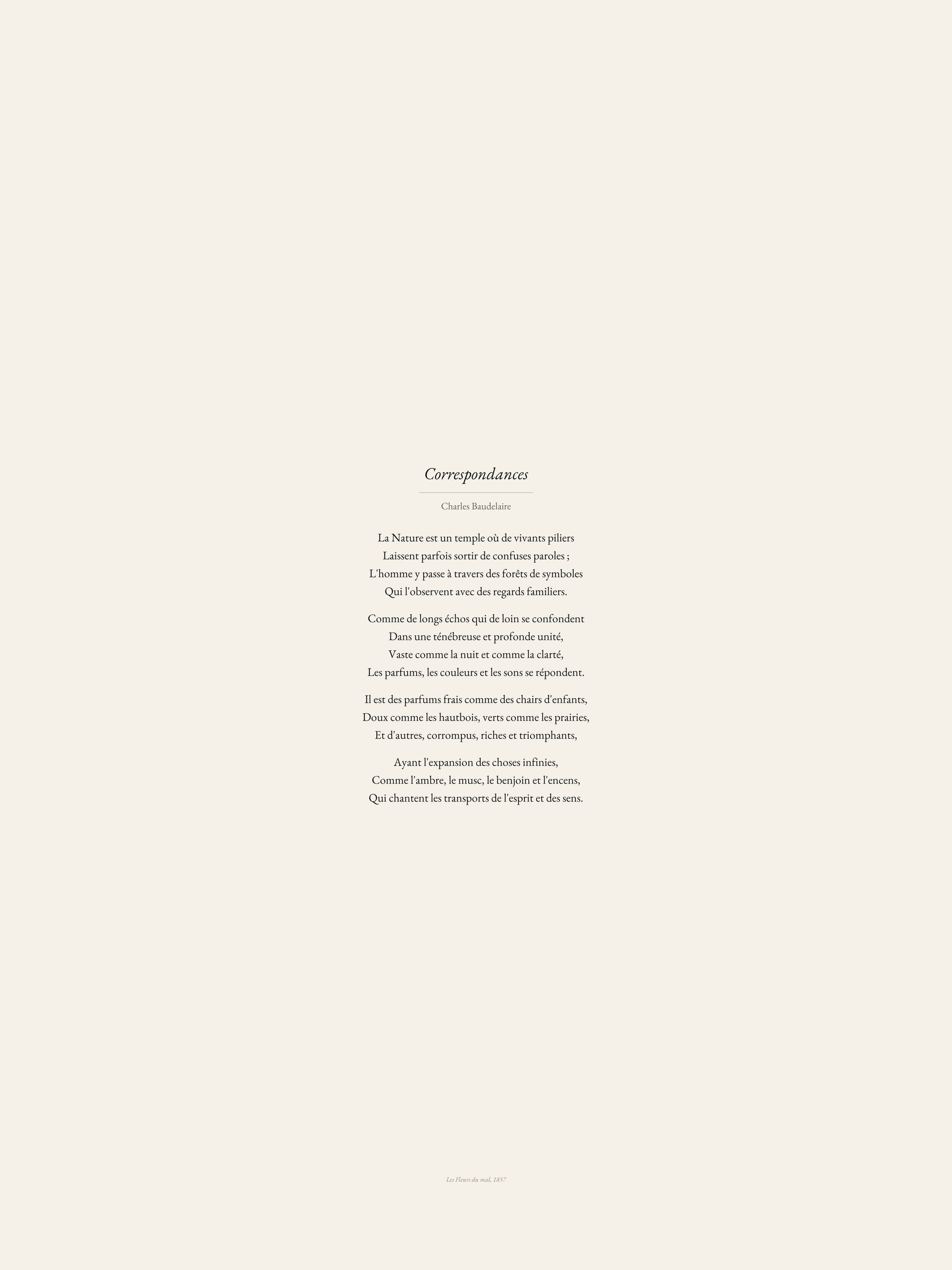 Correspondances, Charles Baudelaire | Affiche Poétique Premium | Heure d'Été Studio