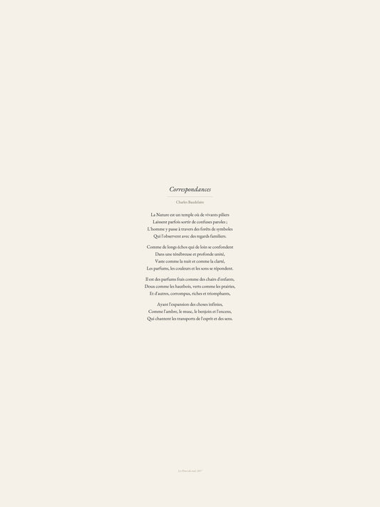 Correspondances, Charles Baudelaire | Affiche Poétique Premium | Heure d'Été Studio