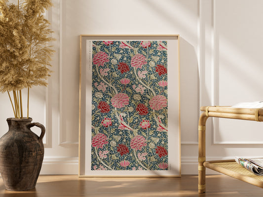 Cray - William Morris - Affiche Arts & Crafts, affiche encadrée dans un intérieur élégant, cadre bois clair