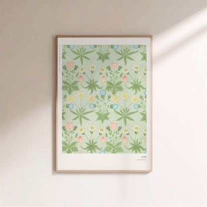 Daisy - William Morris - Arts & Crafts Poster, framed poster on a light wall