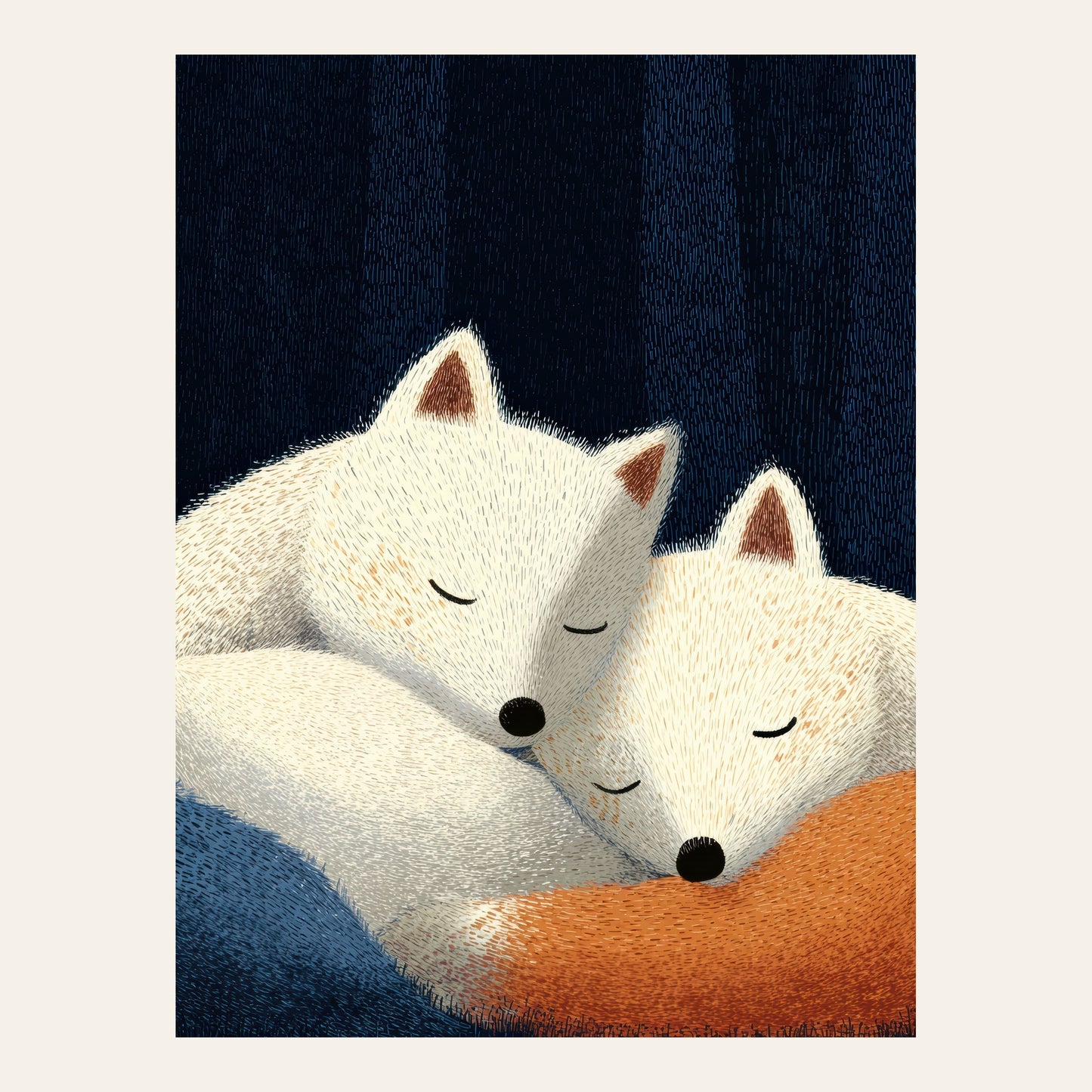 Affiche enfant - Renards polaires dans la nuit - l'affiche