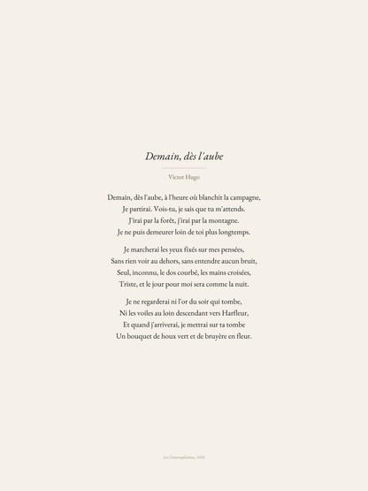 Demain, dès l'aube — Victor Hugo | Affiche