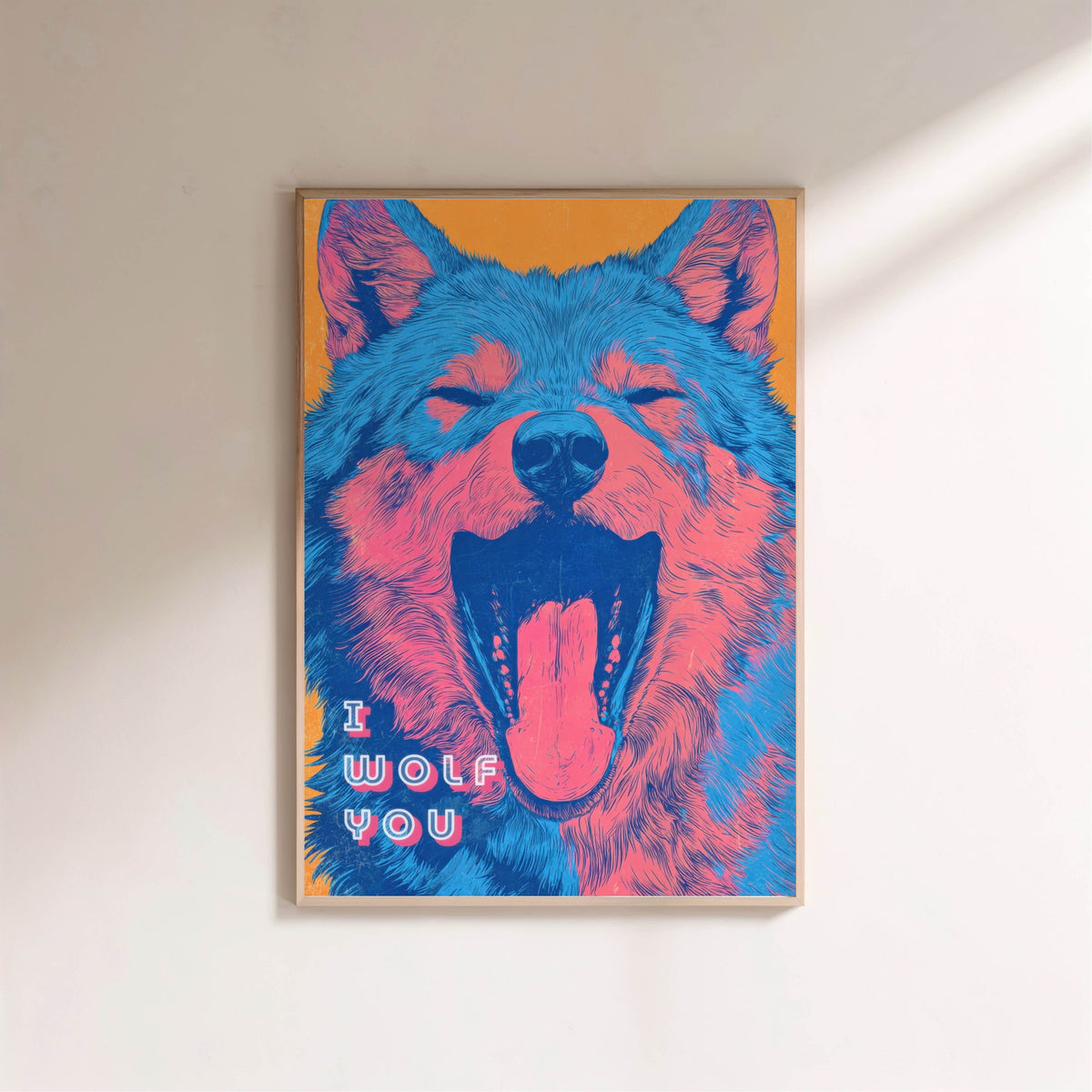 I Wolf You | Poster Dopamine Decor, affiche encadrée sur un mur clair