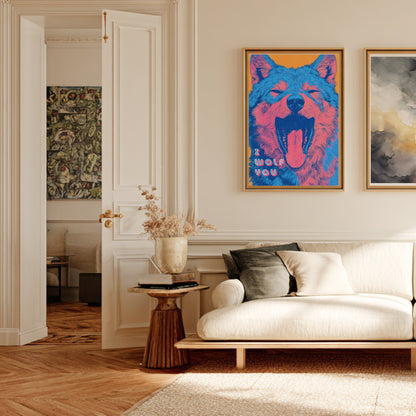 I Wolf You | Poster Dopamine Decor, affiche encadrée dans un salon haussmannien