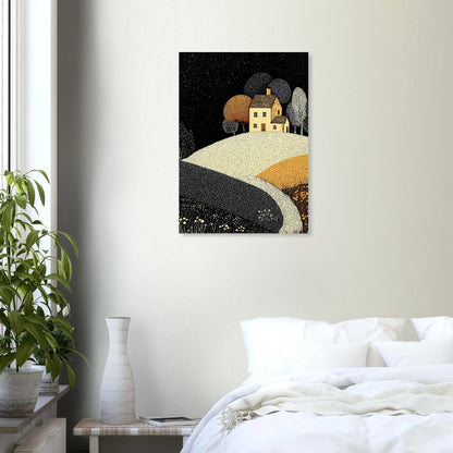 Affiche enfant maison pointilliste - Heure d'été 