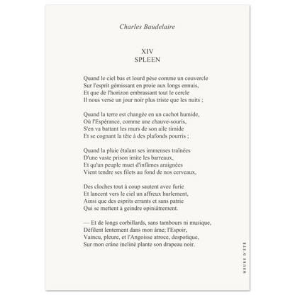 Spleen - Charles Baudelaire - Heure d'été 