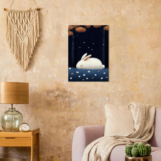 Affiche enfant - Lapin blanc endormi - Heure d'été 