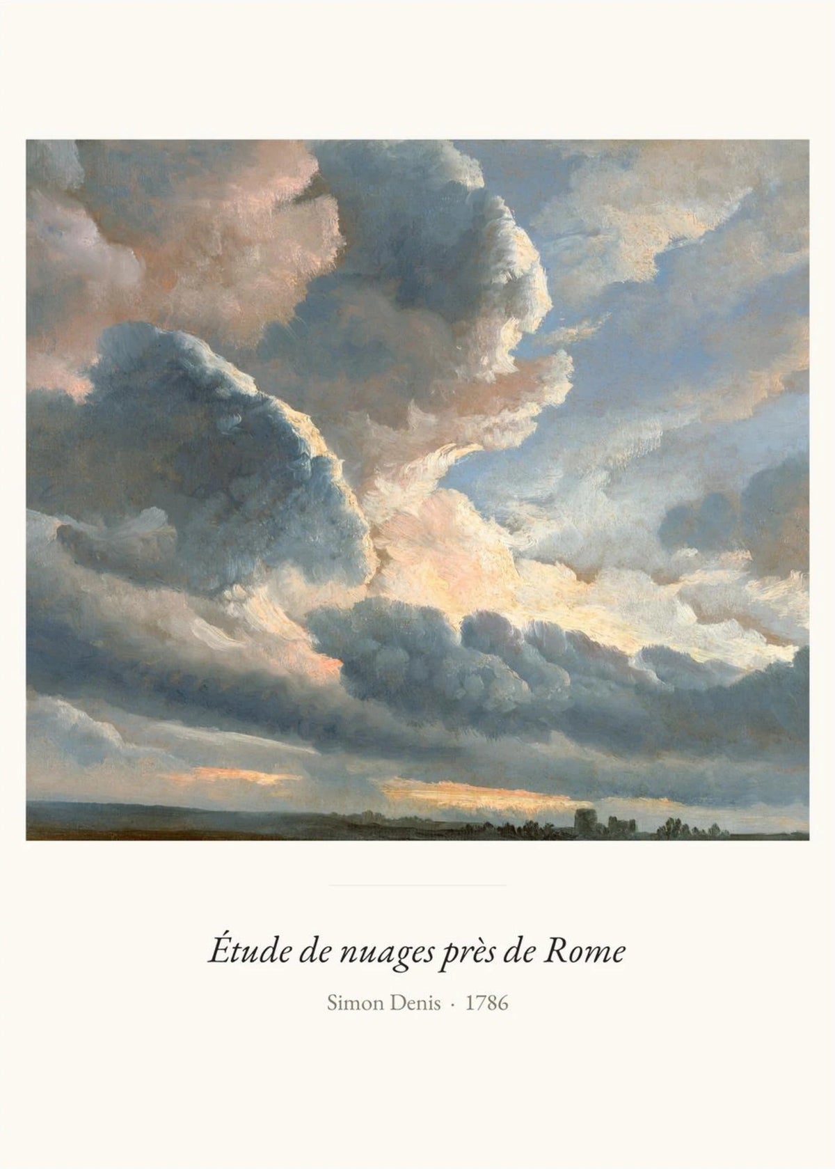 Étude de nuages près de Rome, Simon Denis, l'affiche seule, papier épais mat éco-responsable