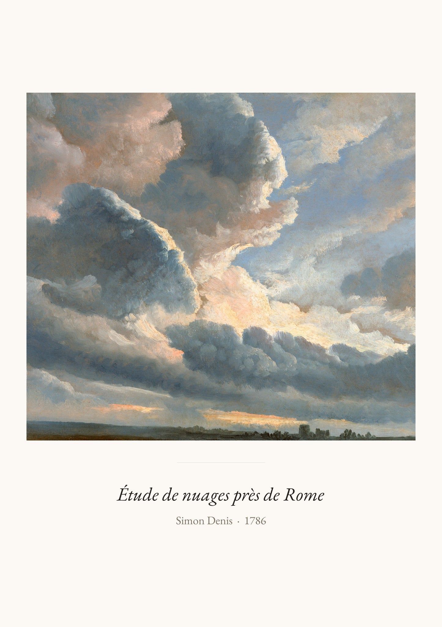 Étude de nuages près de Rome, Simon Denis | Affiche Art Premium