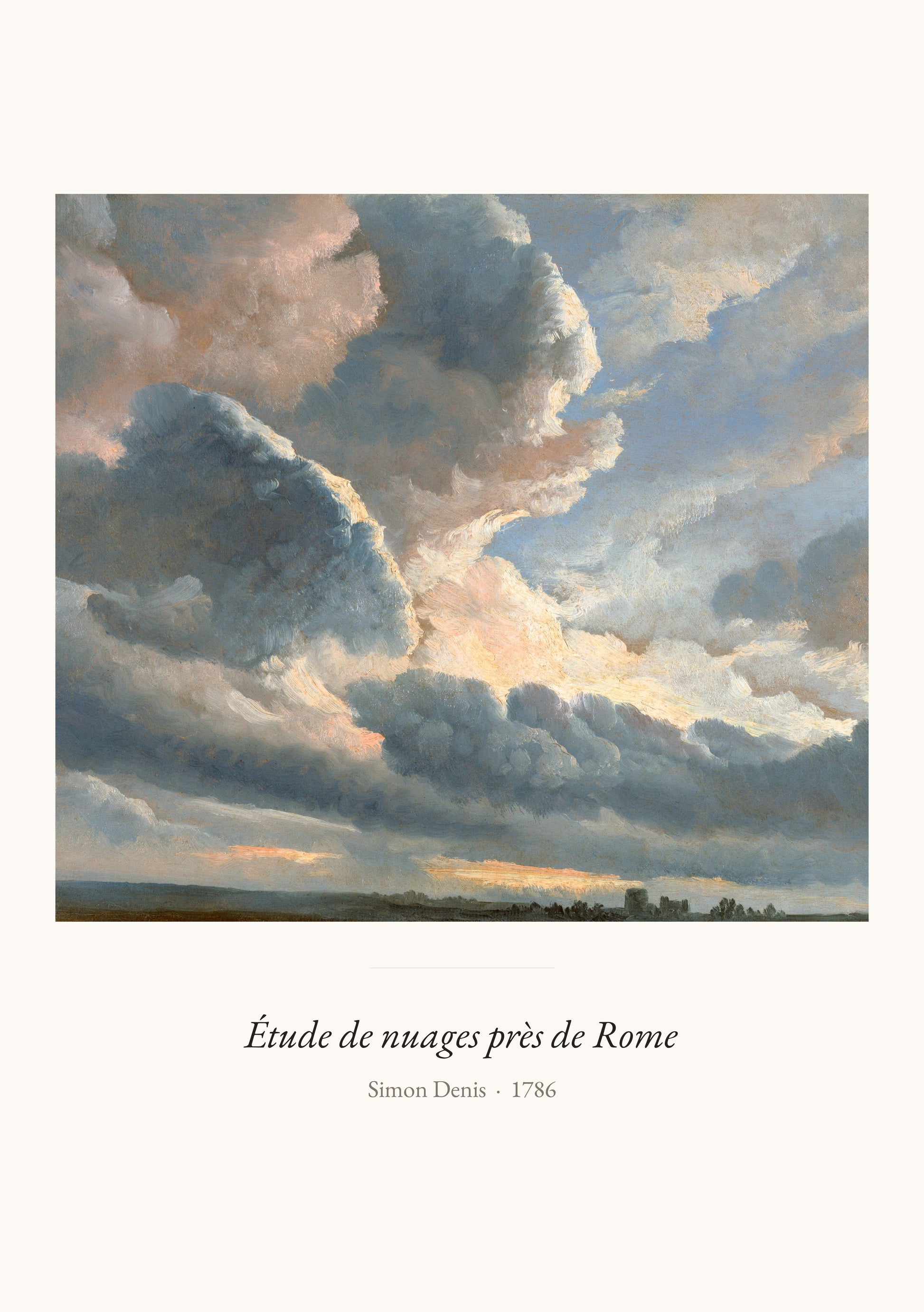 Étude de nuages près de Rome, Simon Denis | Affiche Art Premium