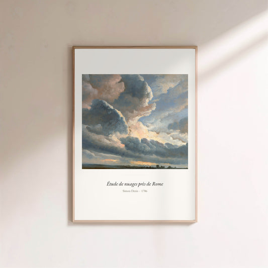 Étude de nuages près de Rome, Simon Denis | Affiche Art Premium en situation