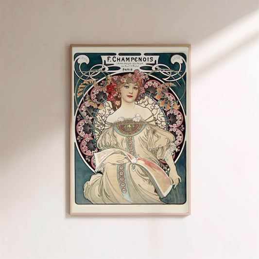 F. Champenois Imprimeur-Editeur - Alphonse Mucha - Affiche Art Nouveau en situation