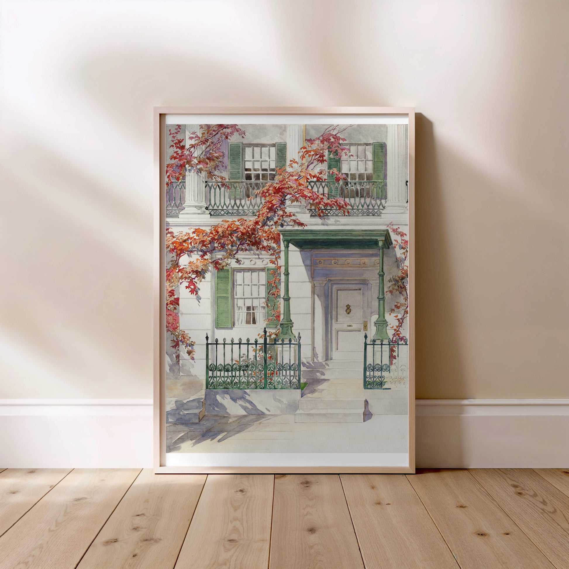 Facade et Lierre d'Automne - Aquarelle Botanique Vintage